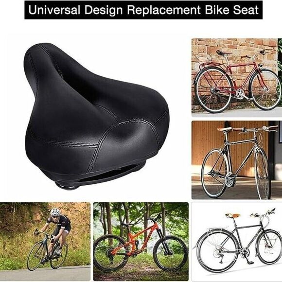 TONBUX Black Leather Dual Shock Absorbing Ball 10.6 x 8.2 in Bike Seat NS361 - Picture 5 of 7